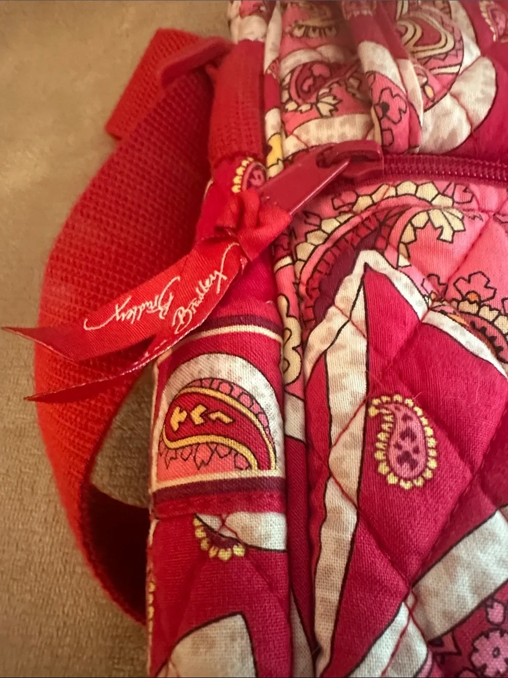 Vera Bradley Quilted Paisley Crossbody in Red and Pink